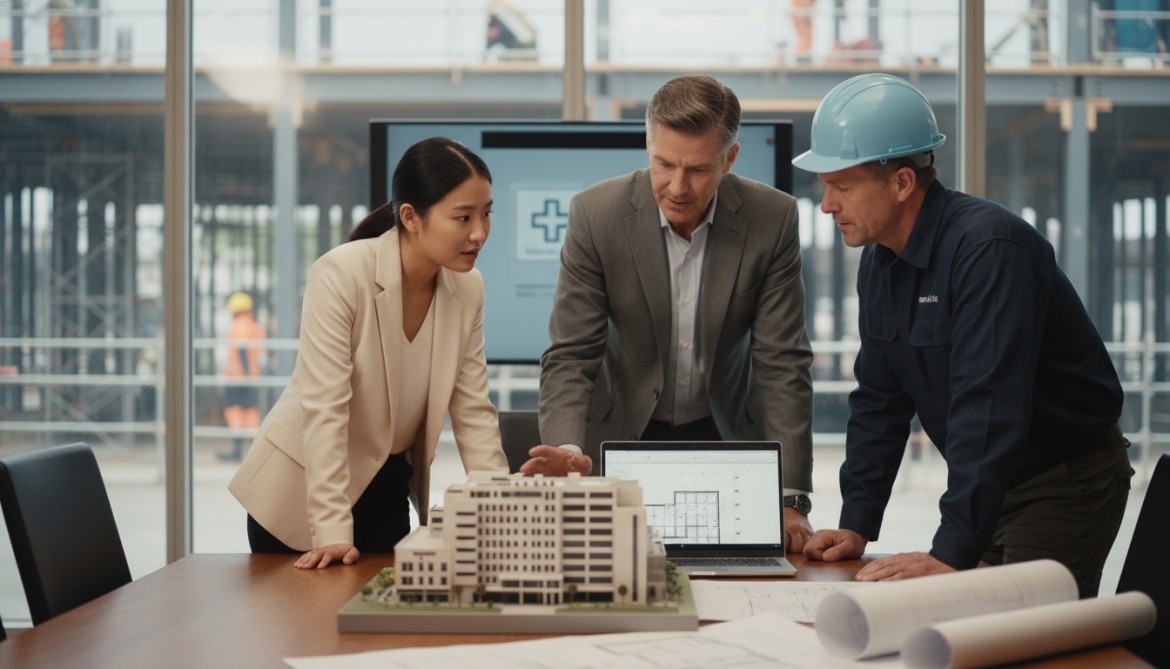 healthcare renovation leadership reviewing plans